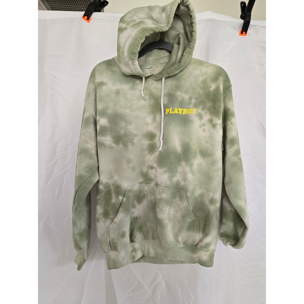 Playboy Tie Dye Hoodie Sweatshirt Men's Size Small Green‎ Butterfly Graphic